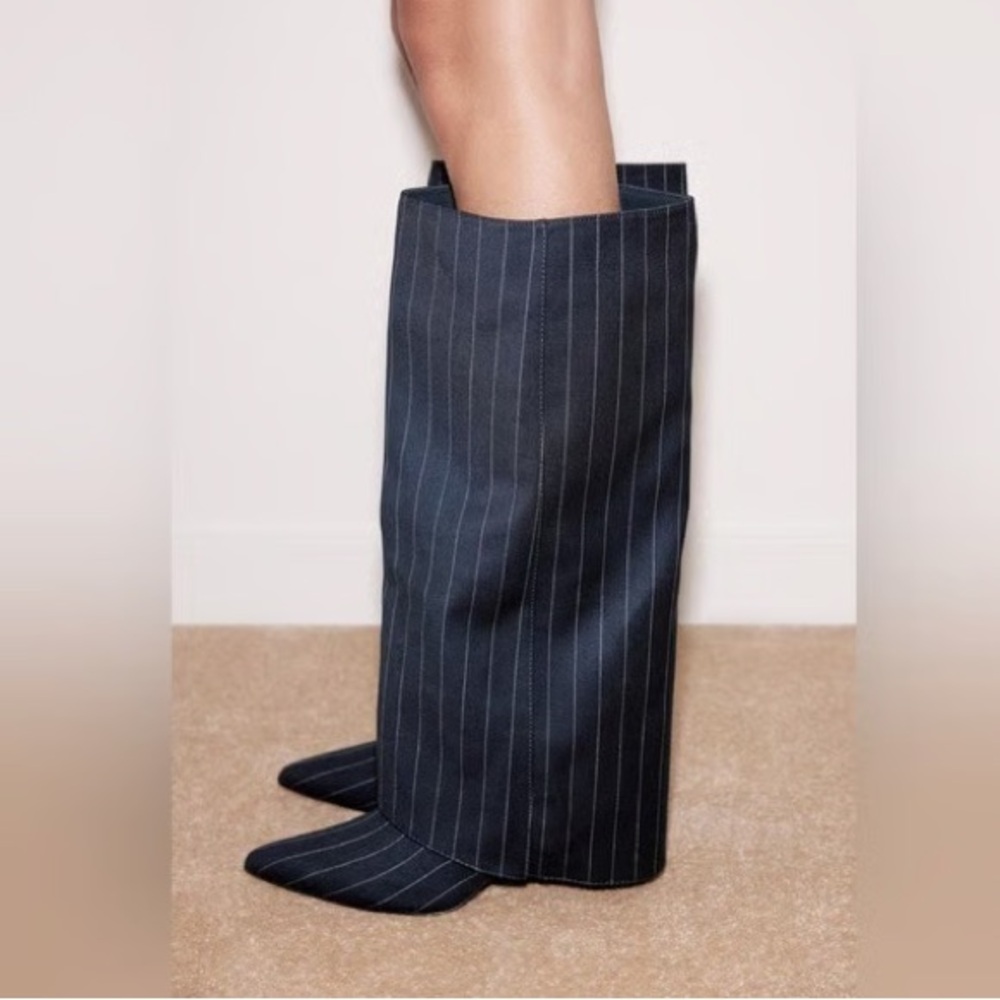 Zara | Pinstripe Fabric Heels